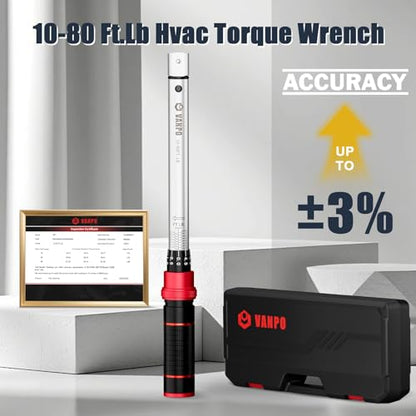 VANPO HVAC Torque Wrench 10–80 Ft-lb, 9×12mm, for Mini Split AC - size: 9×12mm (10-80 Ft-Lb)