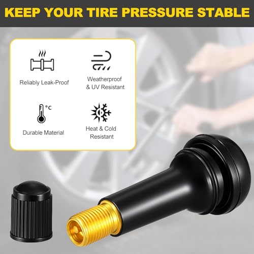 Tallew 150 Pcs Tire Valve Stems Bulk Tubeless Rubber Snap in Valves Stems Black Replacement Tool for Car Tubeless 0.453 Inch Rim Holes Standard Vehicle Tires (Tr412-50pcs,Tr413-50pcs,Tr414-50pcs) - style: TR412, TR413, TR414