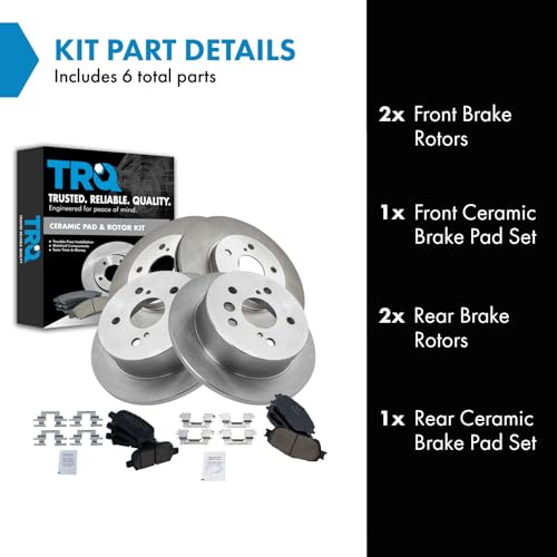 TRQ Front and Rear Brake Pad and Rotor Set Ceramic - style: BKA11720
