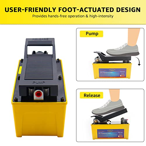 BESTOOL 10,000 PSI Air Hydraulic Pump Kit, 1/2 Gal, Hose & 2 Quick Couplers - color: Yellow Set
