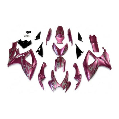 YTL -Pink Silver Flames Full Fairing Fit for Suzuki 2006-2007 GSXR 600/750 - color: 007-Pink Silver Flames