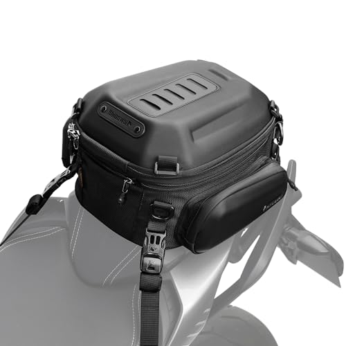 Rhinowalk Motorcycle Tail Bag, Waterproof Hard Shell Rear Seat Bag, 12-18L Expandable Motorbike Luggage Backpack for Touring, Commuting & Storage - color: Matte Black, size: 12-18 L