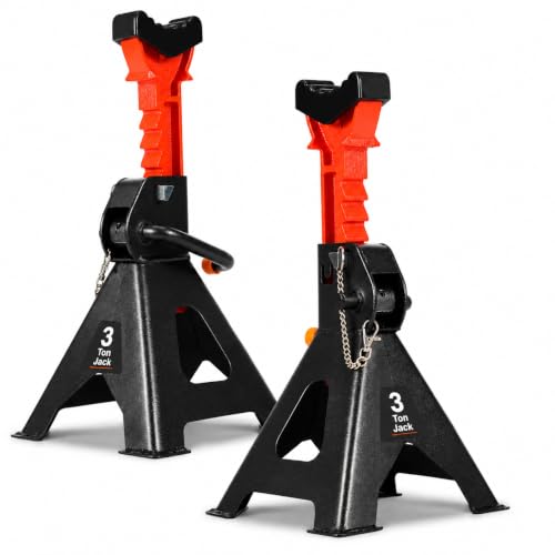 Car Jack Stands, Jack Stands 3Ton (6000lb) Adjustable with Double Pin Locking for Reinforced Safety, Ramps for Oil Changes for Trucks, Home,Garage,Lifting Red Jack Auto Stands - color: Black Orange