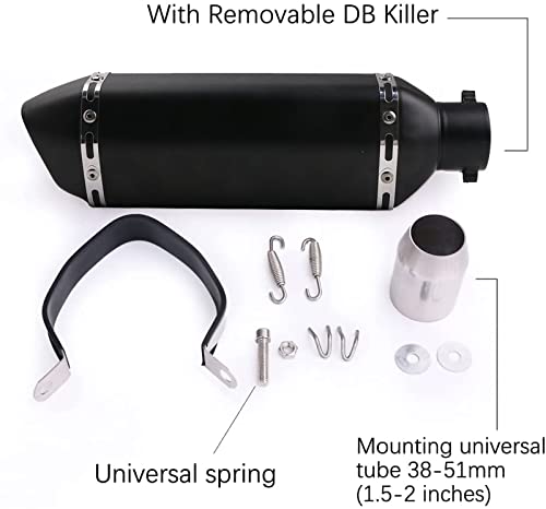 PACEWALKER Motorcycle Exhaust Muffler 1.5-2" Inlet, 38,51mm, Matt Black - size: Matt black