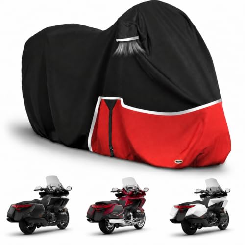 420D Heavy Duty Motorcycle Cover All Weather Waterproof, Outdoor Sun Rain Snow Protection, Fit for Honda Adventure Models Africa Twin,NC750X,CB500X,CRF300L,XR150L,CRF250F (Goldwing Without Trunk) - size: Goldwing without Trunk