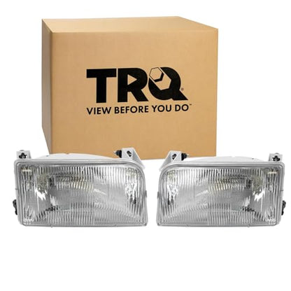TRQ Driver and Passenger Side Headlight Assembly Set Chrome Housing - style: HLA95284