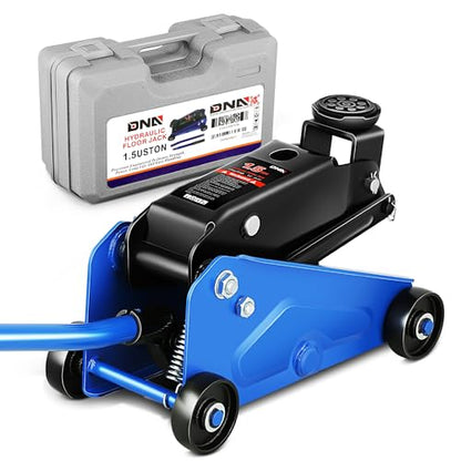 DNA Motoring Low Profile Hydraulic Trolley Service/Floor Jack, 1.5 Ton (3000 lbs) Capacity, Lifting Range 5.5"-15.35",Blue, TOOLS-00675-BL - color: Blue, style: 1.5 ton