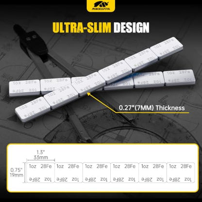 MIKKUPPA 1oz Adhesive Stick on Wheel Weights, Chrome, 72oz/Box - color: Chrome, size: 72 PCS
