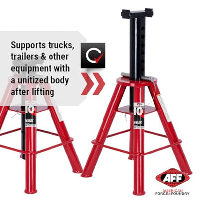 AFF 10 Ton Pair of Jack Stands, Heavy Duty, Pinlock for Trucks & Equipment - size: Medium Height