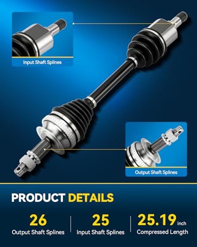 PHILTOP Front Left CV Axle Shaft Assembly for Dodge Grand Caravan 1996-2007, Chrysler Town & Country 1996-2007, Dodge Caravan 1996-2007, Chrysler Voyager 2000-2003, 66-3109 CV Axle Shafts - size: 66-3109