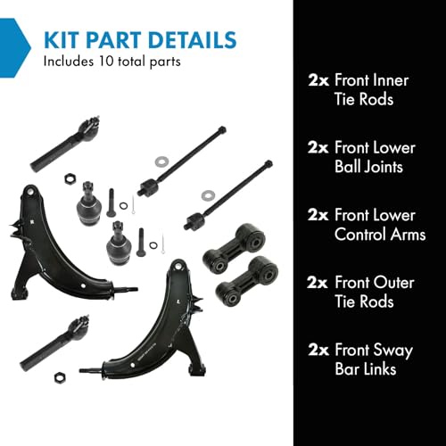 TRQ Front Steering & Suspension Kit Ball Joint Control Arm Sway Bar - style: PSA59068