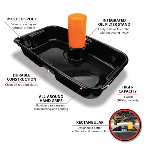 Performance Tool W4079 11-Quart Automotive Oil Drain Pan with Filter Stand - style: 11 Quart Drain Pan