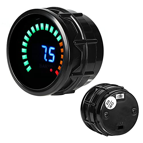 52mm Digital Vacuum Gauge Kit, 2in LED Scale Display Marine & Car Vacuum Meter, 0-30 in.Hg 12V Universal Automotive Gauge for Engine Diagnostics