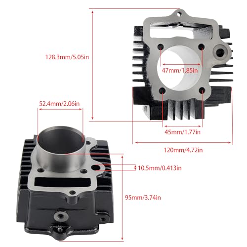 52.4mm Cylinder Assembly with Gaskets and Piston Ring Rebuild Kit for 4-Stroke 1P52FMH Horizontal Engine 110cc ATV Dirt Pit Bike Go Karts Quad 4 Wheeler Dune Buggys Motorcycle - color: Cylinder Assembly with Piston