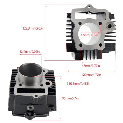 52.4mm Cylinder Assembly with Gaskets and Piston Ring Rebuild Kit for 4-Stroke 1P52FMH Horizontal Engine 110cc ATV Dirt Pit Bike Go Karts Quad 4 Wheeler Dune Buggys Motorcycle - color: Cylinder Assembly with Piston