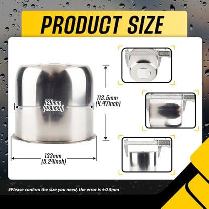 4Pcs 4.9" Stainless Trailer Wheel Center Caps, 4.47" H Chrome - color: Chrome, size: 4.9" Hub 4.47"H