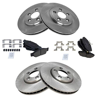 TRQ Front and Rear Ceramic Brake Pad and Rotor Set - style: BKA11254