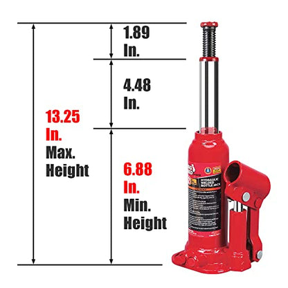 BIG RED 2 Ton (4,000 LBs) Capacity Hydraulic Welded Bottle Jack, TAM90203B - size: 2 Ton (4,000 LBs), style: Welded Bottle Jack