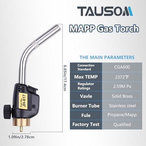 Propane Torch Head with Trigger-Start Ignition, Adjustable Heat - color: Black