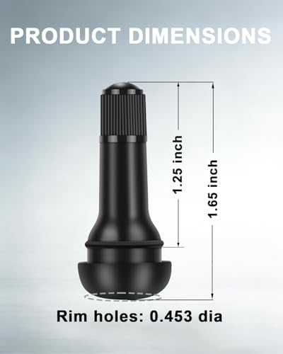 Riseuvo TR413 Tubeless Rubber Snap-in Tire Valve Stems, 100Pcs
