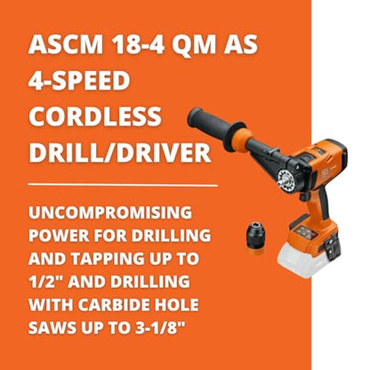 Fein 18V AS 4-speed Cordless Drill/Driver - Bare Tool - Brushless Motor, QuickIN Interface, 1/16" to 3-1/8" - ASCM 18-4 QM AS Select, 71161561090 - style: ASCM 18-4 QM