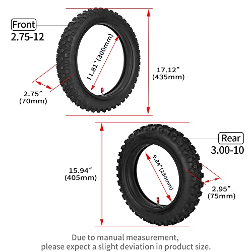 Front 2.75-12 Rear 3.00-10 Tire and Inner Tube for CRF70 CRF110 DRZ110