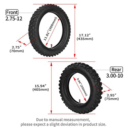Front 2.75-12 Rear 3.00-10 Tire and Inner Tube for CRF70 CRF110 DRZ110