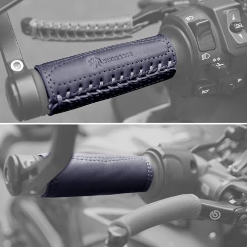 Leather Motorcycle Brake Clutch Covers, Handlebar Hand Grip Covers Throttle Grip Covers - color: Black: Handlebar Cover
