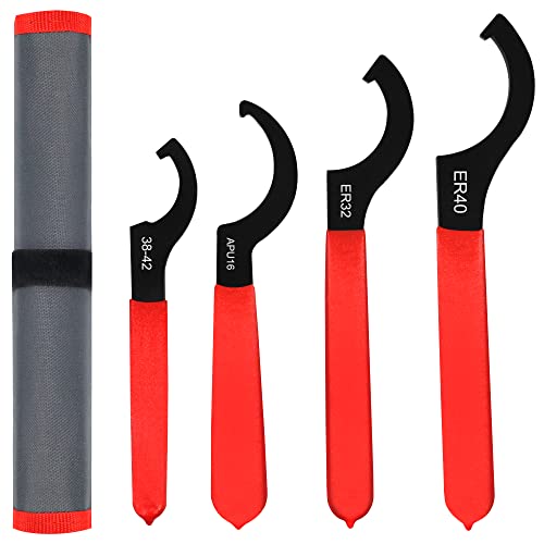 AutoWandererTool 4Pcs Coilover Spanner Wrench Set,Carbon Steel,Red Roll Bag - size: 4 Pcs
