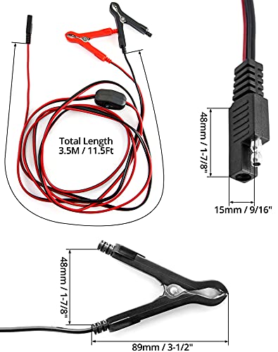 QWORK Wire Harness with Clamps, 11.5 Ft 16AWG Wire Harness, SAE Extension Cables(On-Off Switch) for 12V ATV, UTV, Tractor or Water Pumps - style: 11.5 Ft