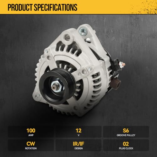 Alternator,Automotive Replacement Alternator Fit for ES330/RX330 04-06 3.3L,Camry 04-06 3.0L,Highlander 04-07 3.3L,Solara 04-08 3.3L,Auto Replace 11033, 2706020310, 270600A140 - style: 11033N