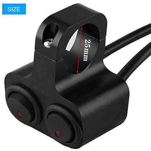 Motorcycle Handlebar Switch - CNC Aluminum Alloy Motorcycle Handlebar 1inch 25mm Headlight Spotlight Dual Switch Handlebar Double Control Button Switch