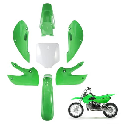 ABS Plastics Kit for Kawasaki KLX110 2002-2013, KX65 2000-2013 - color: Green & White