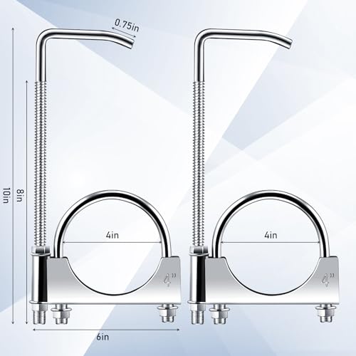 2 Pcs 4 Inch Universal Exhaust Clamp with Hanger - size: 4 Inch