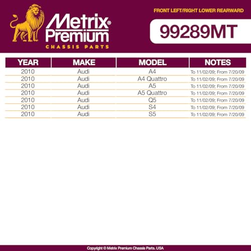 Metrix Premium Chassis Parts Control Arm Kit w/Ball Joints Fits Audi A4, A5 - size: CMS70198_CMS70199/ PAIR