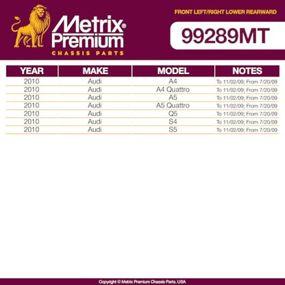 Metrix Premium Chassis Parts Control Arm Kit w/Ball Joints Fits Audi A4, A5 - size: CMS70198_CMS70199/ PAIR