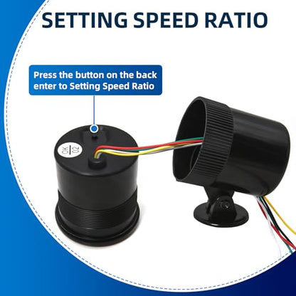 MH 2-1/6 inch (52mm) Tachometer 8000 RPM Gauge with Holder White Backlight Tach for 12V AUTO