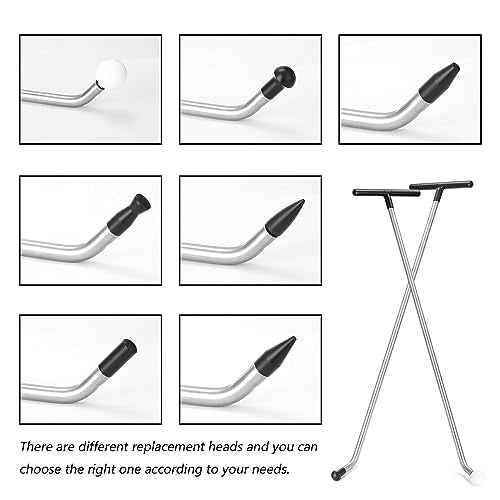 Shkalacar Car Dent Removal Rod Crowbars Car Body Paintless Dent Repairs Tool Kit with Multiple Replacement Heads for Dents Hail Damage Removal - size: Type 2