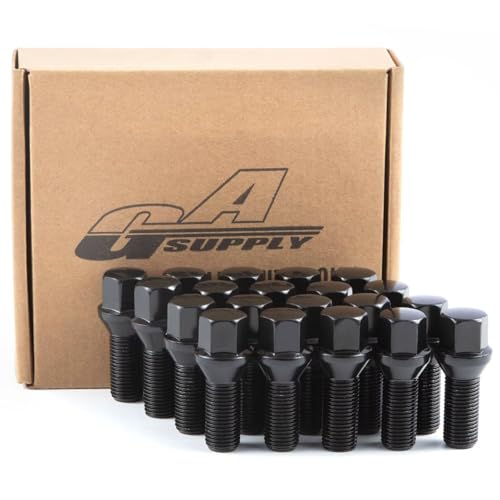 GAsupply M14x1.5 28mm Shank Lug Bolts, 17mm Hex Conical Seat, 20pcs - color: Black, size: 28mm Shank Acron Seat
