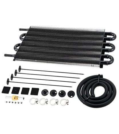 Transmission Oil Cooler Kit, Universal 6 Pass 5/16" Tube and Fin Oil Cooler - size: 6-PASS