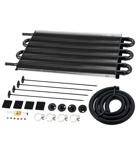 Transmission Oil Cooler Kit, Universal 6 Pass 5/16" Tube and Fin Oil Cooler - size: 6-PASS