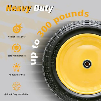 4.80/4.00-8 Flat Free Tire and Wheel, 14.5" Solid Wheelbarrow Tire with 3"-7" Adjustable Centered Hub, 5/8" & 3/4" Bearings, Universal Replacement for Garden Cart, Hand Truck, Dolly (1 Pack) - color: 1 PACK, size: 14.5"-4.80/4.00-8"