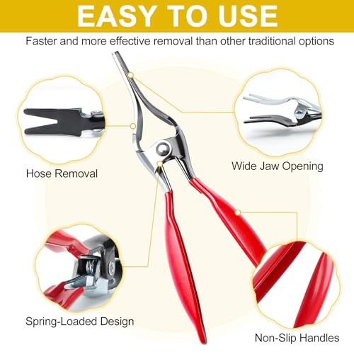 Professional Fuel Line Pliers Set, Hose Clamp Pliers, Electrical Disconnect, Connector Release, Push Pin Retainer Clip, Relay Puller for Auto Fuel, Oil, Coolant Radiator Hoses with Bag