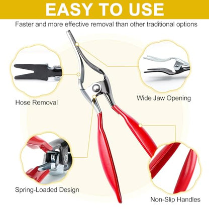 Professional Fuel Line Pliers Set, Hose Clamp Pliers, Electrical Disconnect, Connector Release, Push Pin Retainer Clip, Relay Puller for Auto Fuel, Oil, Coolant Radiator Hoses with Bag