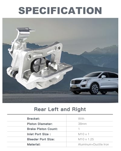 Rear Disc Brake Caliper Left & Right, Assembly with Bracket, Compatible with Honda Accord 2013 2014 2015 2016 2017, Replaces 19-B7097, 19-B7096, 2PC - size: 19B7097-L&R