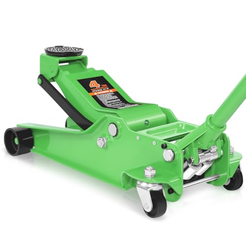 PM PERFORMOTOR Low Profile Hydraulic Trolley Service/Floor Jack, 4 Ton (8000 lbs) Capacity, Lifting Range 4.5"-20", Green,PM-TOL-FJ40-GR - color: Green