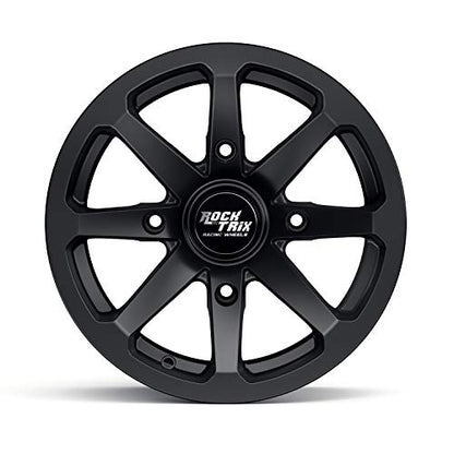 RockTrix RT102 15x7 ATV UTV Wheel 4x156 4+3 Offset, Matte Black, 4pc Set