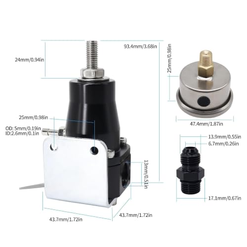 Adjustable EFI Fuel Pressure Regulator Kit 14-36PSI - style: 30-70 PSI