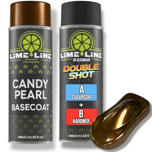 LiME LiNE Candy Pearl Basecoat Aerosol Kit – Automotive Spray Paint, Includes 2K Clearcoat, Pro Results No Spray Gun Needed (Rootbeer Brown, Candy Pearl + Clearcoat Kit) - color: Rootbeer Brown + Clearcoat