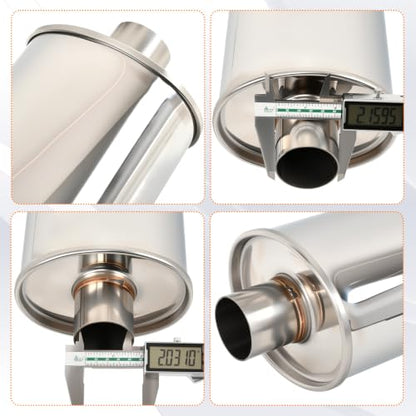 2.0'' Inch Ultra Quiet Exhaust Resonator,Performance Muffler Resonator 2.0" Inlet 2.0" Outlet 14" Overall Length T304 Stainless Steel Universal Fitment - size: 2.0''Inch
